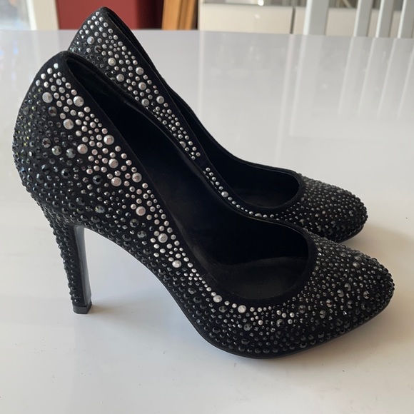 Aldo Size 7 Black bedazzled Heel - Picture 1 of 2